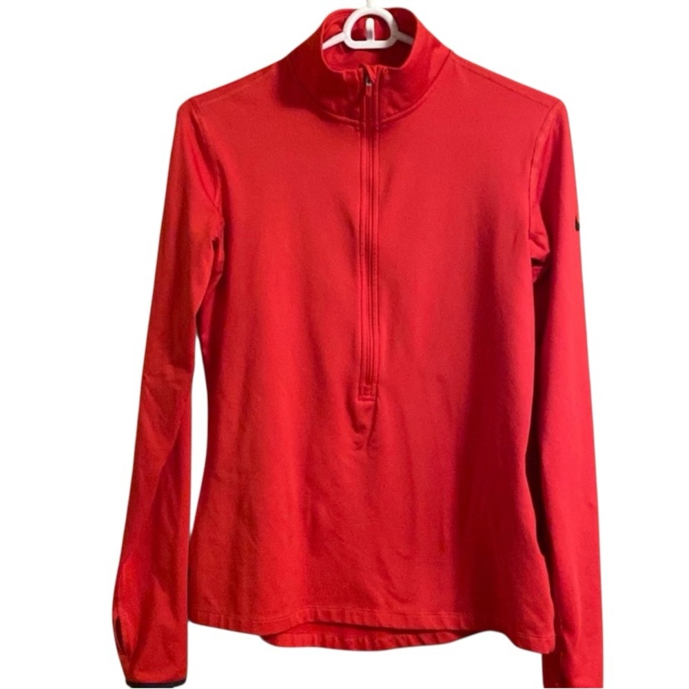 Nike Pro Half Zip Long Sleeve Athletic Top Red Medium